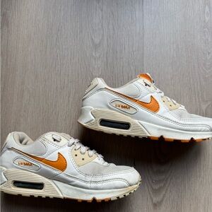 Nike White and Orange Air Max Trainers